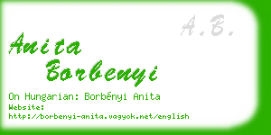 anita borbenyi business card